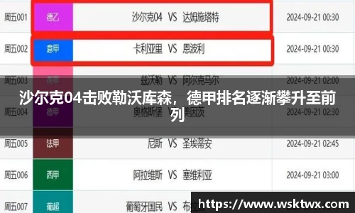 沙尔克04击败勒沃库森，德甲排名逐渐攀升至前列